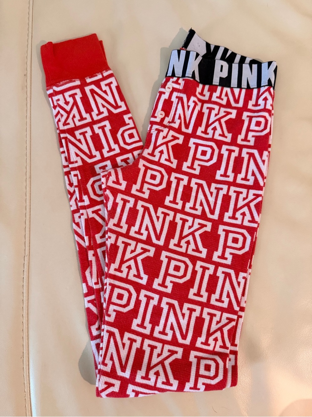 PINK Victoria's Secret Red Logo Knit Leggings
